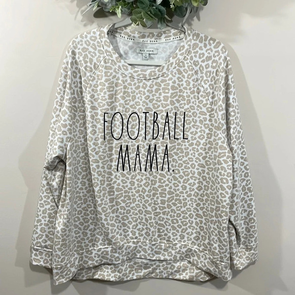 Rae Dunn “Football Mama” Leopard Print Long Sleeve 1X - Picture 1 of 15